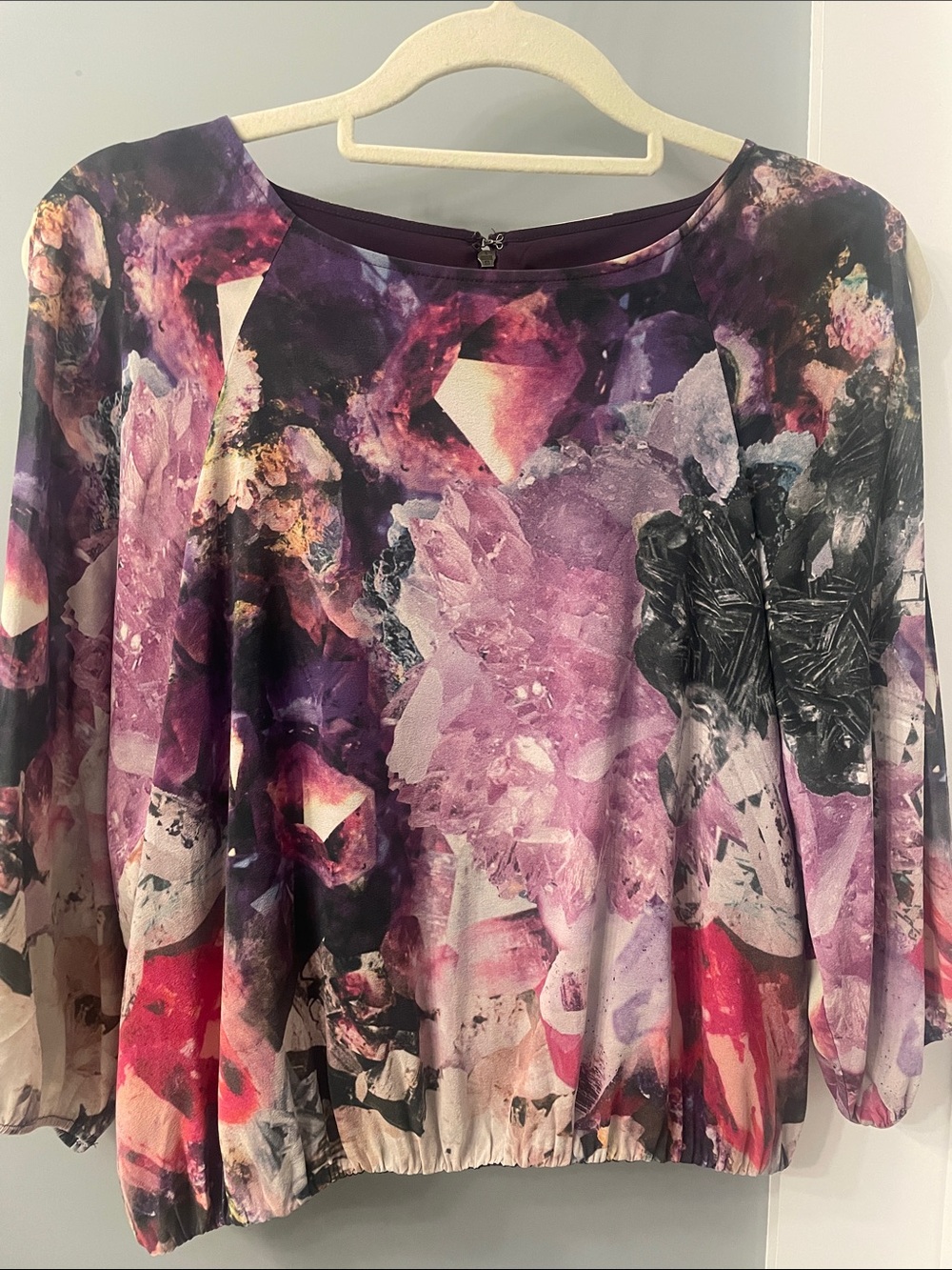 Alice + Olivia Purple Abstract Print Blouse